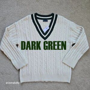 NWT GAP Sweater Tennis Polo Cricket Cable Knit GREEN